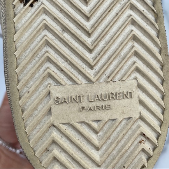 Saint Laurent Rivington logo black suede and fur high-top sneaker IT 37.5 US 7.5 - Picture 12 of 16